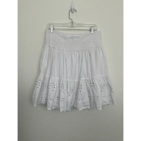 Ralph Lauren Black Label Women's Eyelit Mini Skirt Cotton White Size Large - Picture 6 of 9